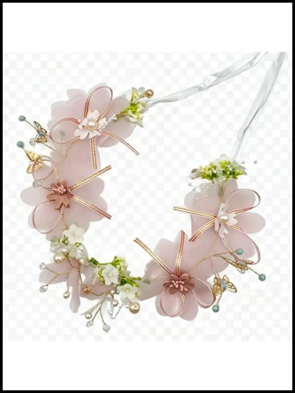 Boho Floral Crown Headband Rhinestone Hair Accessory for Women Bride Prom